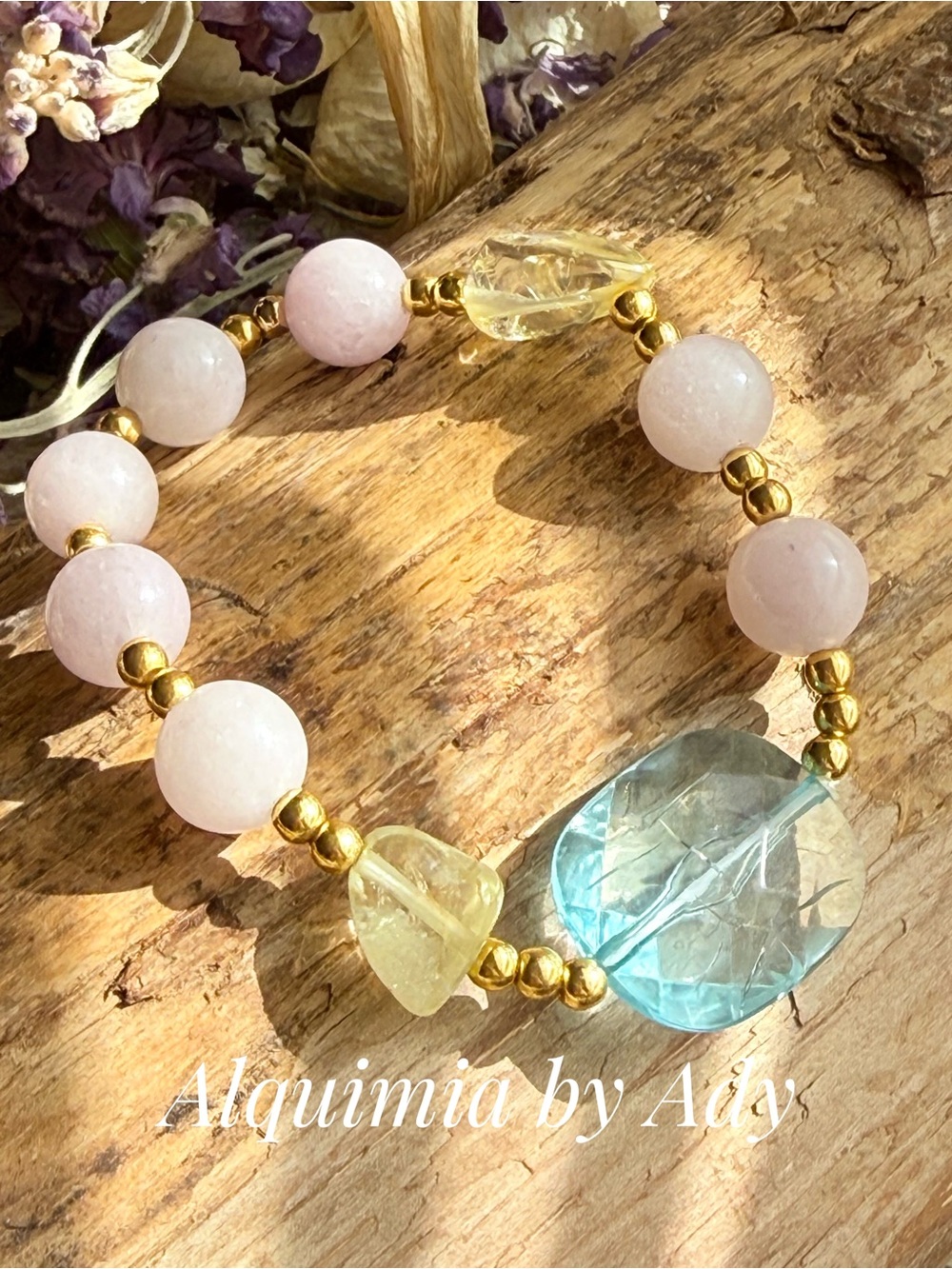 Pink & Aqua Gemstone Stretch Bracelet